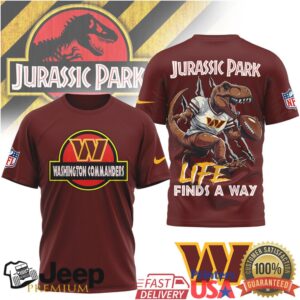 Washington Commanders Jurassic Park T Shirt Dinosaur Football Shirt