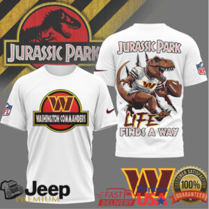 Washington Commanders Jurassic Park T Shirt Dinosaur Football Shirt