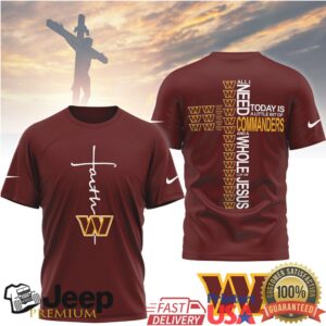 Washington Commanders Official NFL Faith Over Fear 3D Shirt