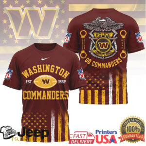Washington Commanders Official NFL Law Enforcement Tribute 3D Shirt