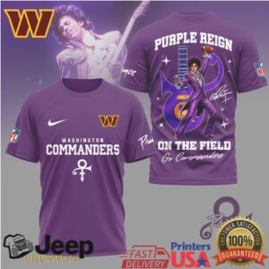 Washington Commanders Purple Reign Prince Collaboration Tribute Football Tee