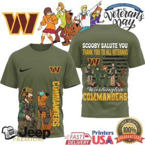 Washington Commanders Scooby Doo Salute To Service Veterans Day Tee Washington Commanders Scooby Doo Salute To Service Veterans Day Tee