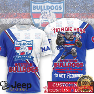 Western Bulldogs 100 Years VFL AFL Custom Name Fan T Shirt