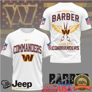 Washington Commanders Official NFL Barber Fan 3D Shirt Washington Commanders Official NFL Barber Fan 3D Shirt