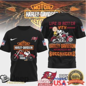 Tampa Bay Buccaneers Official NFL Peanuts Harley Davidson 3D Shirt