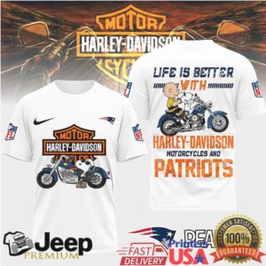 New England Patriots Official NFL Peanuts Harley Davidson 3D Shirt New England Patriots Official NFL Peanuts Harley Davidson 3D Shirt
