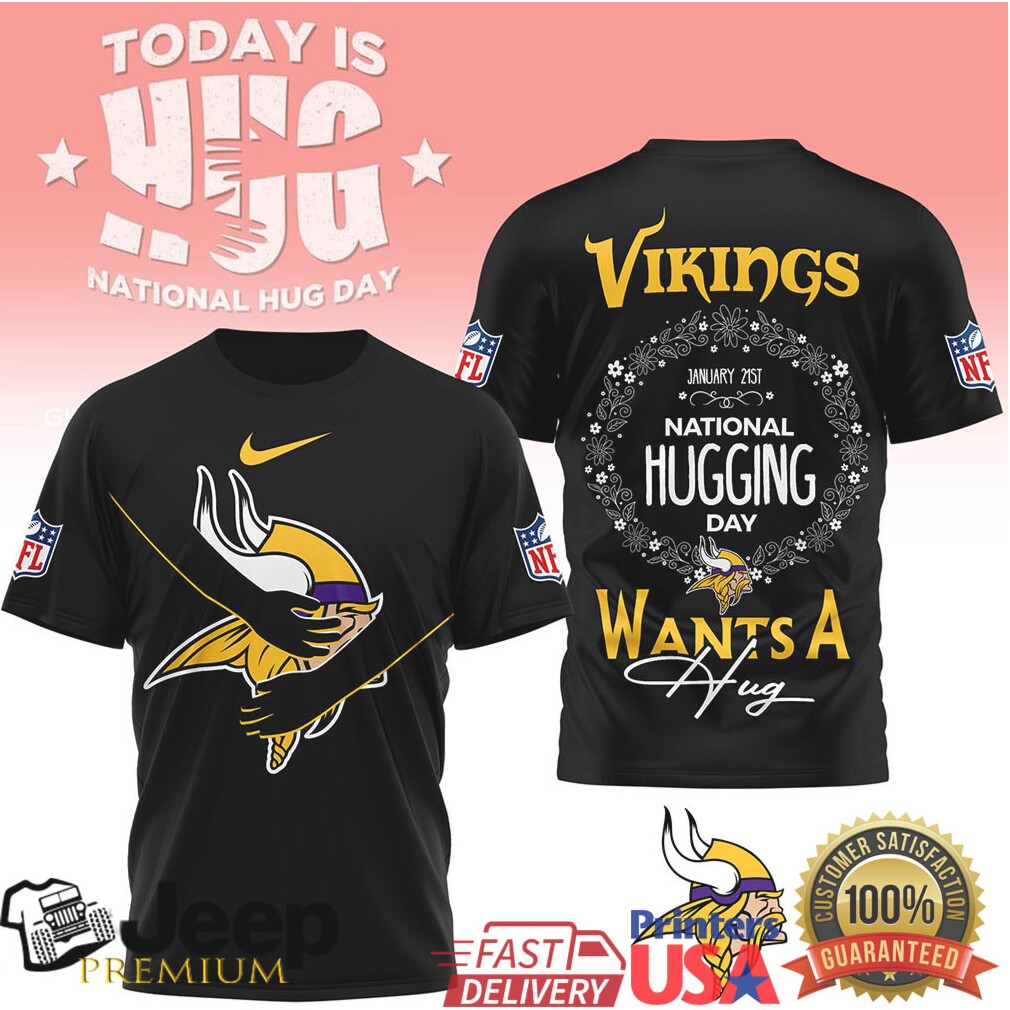 Minnesota Vikings Official NFL National Hugging Day 3D Shirt Minnesota Vikings Official NFL National Hugging Day 3D Shirt