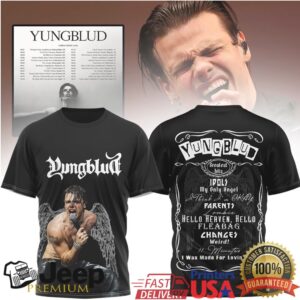 Yungblud Live Performance Winged Graphic Greatest Hits Double Sided Tee Yungblud Live Performance Winged Graphic Greatest Hits Double Sided Tee