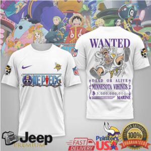 Minnesota Vikings Official NFL Wanted Monkey D Luffy 3D Shirt