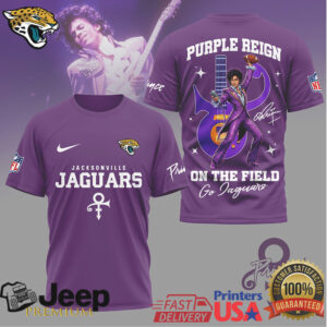 Jacksonville Jaguars Official NFL Prince Purple Reign Football 3D Shirt