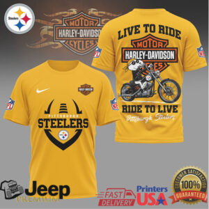 Pittsburgh Steelers Official NFL Snoopy Harley Davidson 3D Shirt