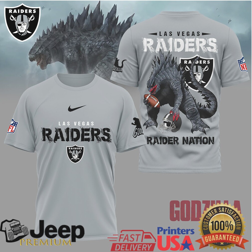 Las Vegas Raiders Official NFL Godzilla Football Shirt Las Vegas Raiders Official NFL Godzilla Football Shirt