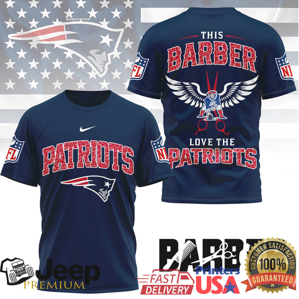New England Patriots Official NFL Barber Fan 3D Shirt New England Patriots Official NFL Barber Fan 3D Shirt