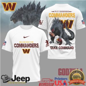 Washington Commanders Official NFL Godzilla Football Shirt