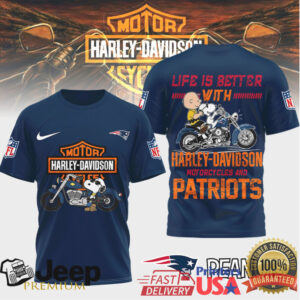 New England Patriots Official NFL Peanuts Harley Davidson 3D Shirt