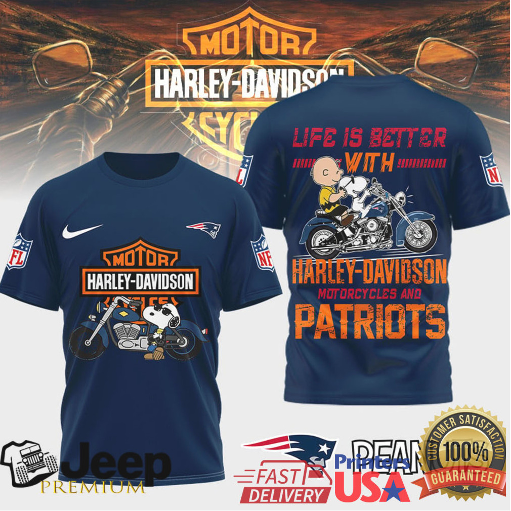 New England Patriots Official NFL Peanuts Harley Davidson 3D Shirt New England Patriots Official NFL Peanuts Harley Davidson 3D Shirt