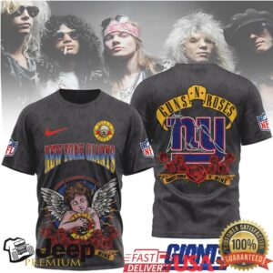 New York Giants Official NFL Guns N’ Roses 3D Shirt New York Giants Official NFL Guns N’ Roses 3D Shirt