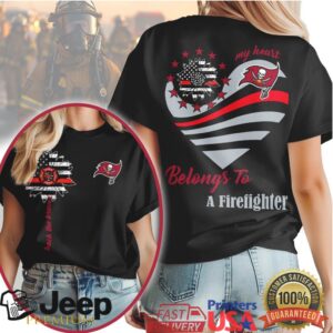 Tampa Bay Buccaneers Official NFL My Heart Belongs To A Firefighter T shirt