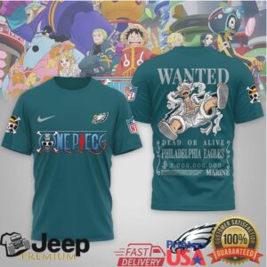 Philadelphia Eagles Official NFL Wanted Monkey D Luffy 3D Shirt