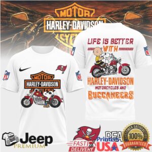 Tampa Bay Buccaneers Official NFL Peanuts Harley Davidson 3D Shirt Tampa Bay Buccaneers Official NFL Peanuts Harley Davidson 3D Shirt
