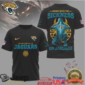Jacksonville Jaguars Official NFL Disturbed Fan 3D Shirt