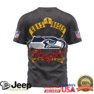 Seattle Seahawks Official NFL Guns N' Roses 3D Shirt