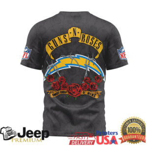 Los Angeles Chargers Official NFL Guns N' Roses 3D Shirt