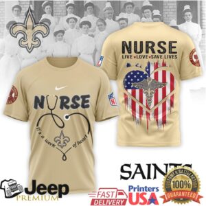 New Orleans Saints Official NFL Army Nurse Corps 125th Anniversary 3D Shirt
