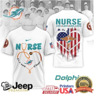 Miami Dolphins Official NFL Army Nurse Corps 125th Anniversary 3D Shirt Miami Dolphins Official NFL Army Nurse Corps 125th Anniversary 3D Shirt