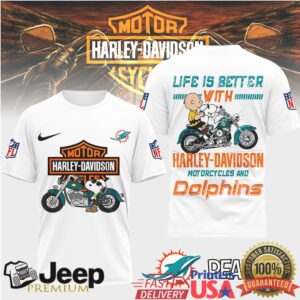 Miami Dolphins Official NFL Peanuts Harley Davidson 3D Shirt Miami Dolphins Official NFL Peanuts Harley Davidson 3D Shirt