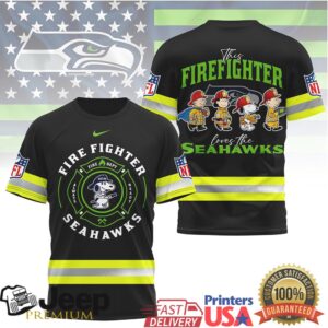 Seattle Seahawks Official NFL Snoopy Firefighter 3D Shirt