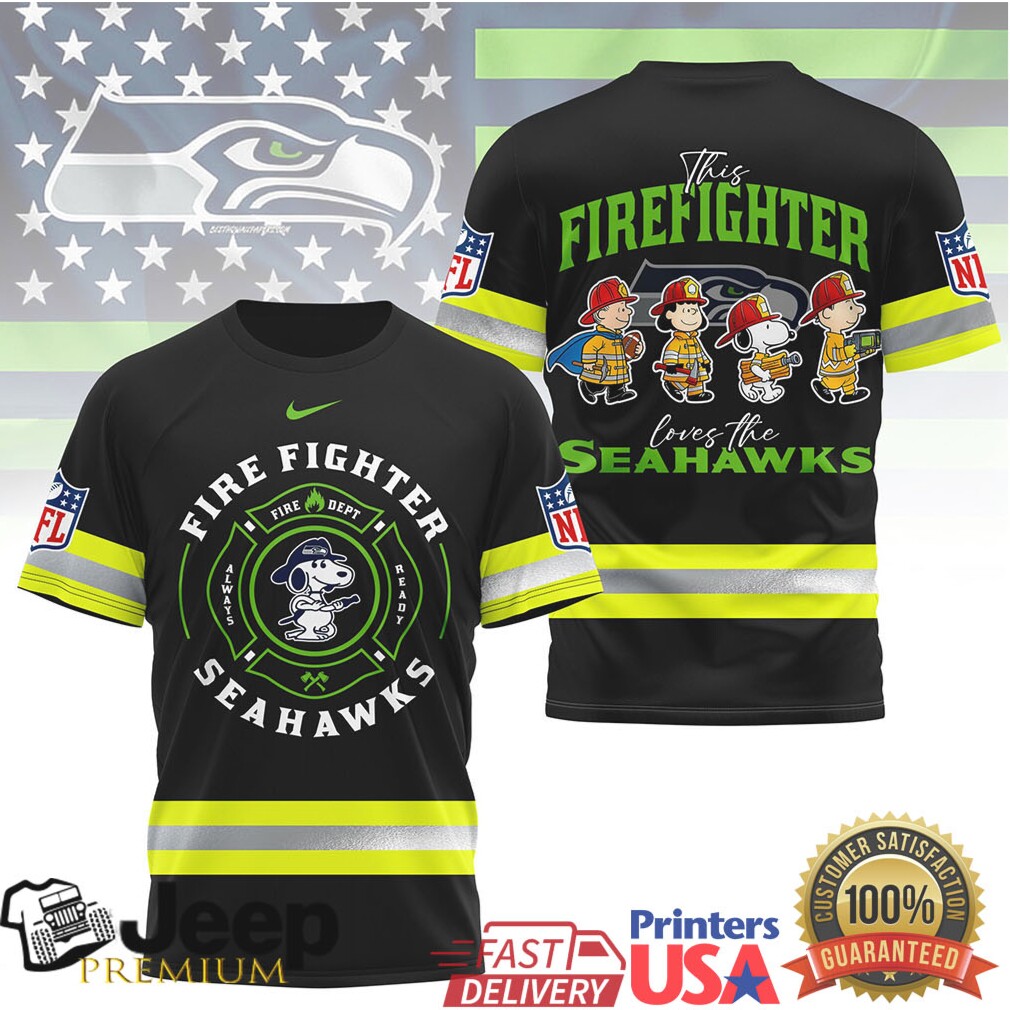 Seattle Seahawks Official NFL Snoopy Firefighter 3D Shirt Seattle Seahawks Official NFL Snoopy Firefighter 3D Shirt