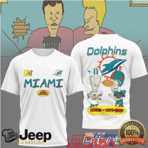 Miami Dolphins Official NFL Funny Beavis and Butt Head Shirt