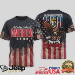 Jacksonville Jaguars Official NFL 250th Anniversary Of America 3D Shirt