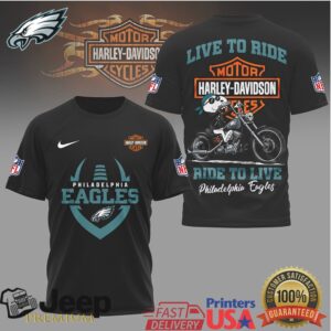 Philadelphia Eagles Official NFL Snoopy Harley Davidson 3D Shirt