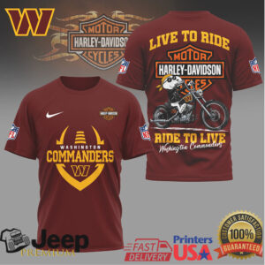 Washington Commanders Official NFL Snoopy Harley Davidson 3D Shirt