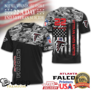 Atlanta Falcons NFL Veteran Suicide Awareness T Shirt 22 A Day Camo Atlanta Falcons NFL Veteran Suicide Awareness T Shirt 22 A Day Camo