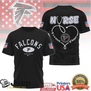 Atlanta Falcons Nurse T Shirt Work of Heart NFL Football Fan Nursing Gift