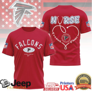 Atlanta Falcons Nurse T Shirt Work of Heart NFL Football Fan Nursing Gift
