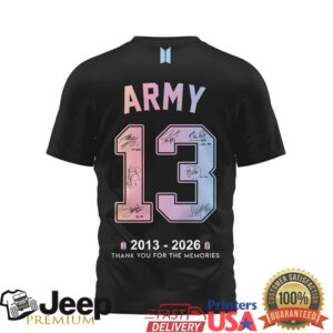 BTS Army 13th Anniversary 2013 2026 Thank You For The Memories Shirt