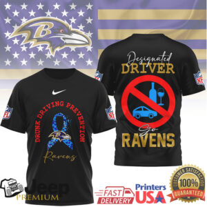 Baltimore Ravens Designated Driver Awareness Ribbons T Shirt