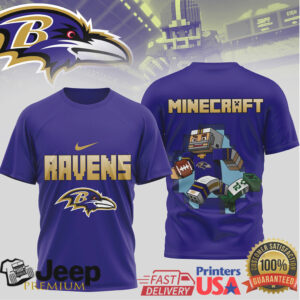 Baltimore Ravens Minecraft Edition Custom Gamer Football Shirt