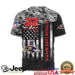 Baltimore Ravens NFL Veteran Lives Matter Shirt 22 A Day Camo Tee