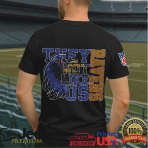 Baltimore Ravens “They Not Like Us” Glitter Text Sports Fan Shirt