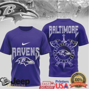 Baltimore Ravens Viking Shield & Dual Axes Graphic T Shirt Baltimore Ravens Viking Shield & Dual Axes Graphic T Shirt