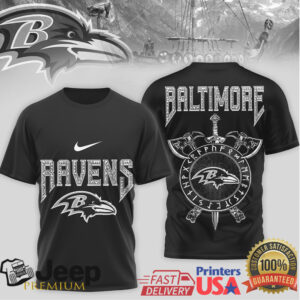 Baltimore Ravens Viking Shield & Dual Axes Graphic T Shirt