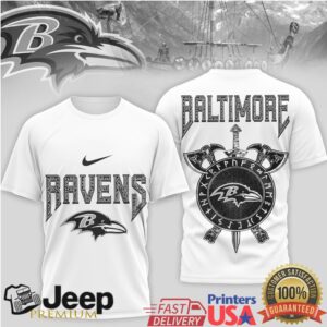 Baltimore Ravens Viking Shield & Dual Axes Graphic T Shirt