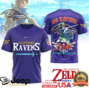 Baltimore Ravens x Legend of Zelda 40th Anniversary Link Hero T Shirt