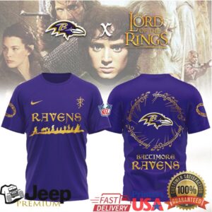 Baltimore Ravens x Lord of the Rings Fellowship Fantasy Football T Shirt