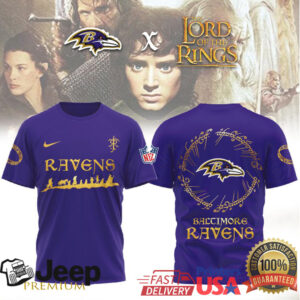 Baltimore Ravens x Lord of the Rings Fellowship Fantasy Football T Shirt